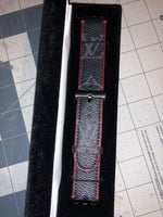 Custom LV Eclipse Monogram Watch Band (Red edges)