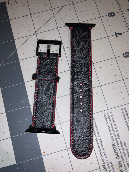 Custom LV Eclipse Monogram Watch Band (Red edges) – Corn Blakes